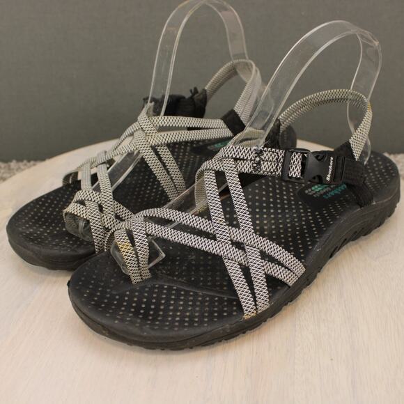 Skechers Sport Sandals Adjustable Outdoor Womens 8 Black Gray - Picture 4 of 11